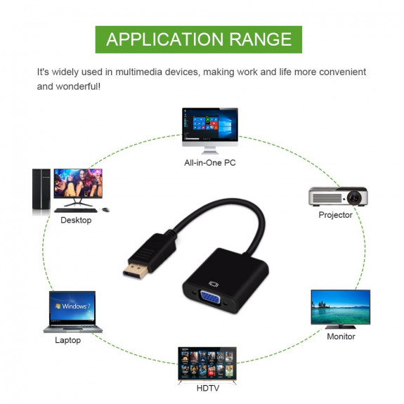 Dây Cáp Chuyển Đổi Cổng DP Sang VGA Chuyên Dụng Cho Máy Tính / Laptop / Máy Chiếu