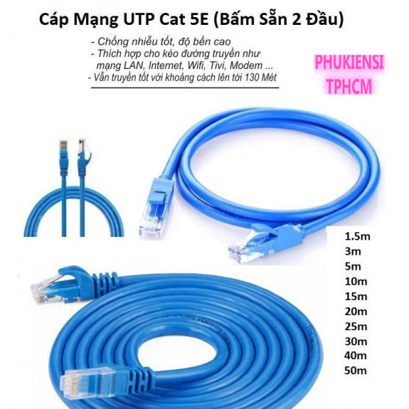 Cáp Mạng LXF Bấm Sẵn Cat5E 1M/ 2M/ 3M/ 5M bấm sẵn 2 đầu liền dây CAT5E RJ45 - Hành chính hãng