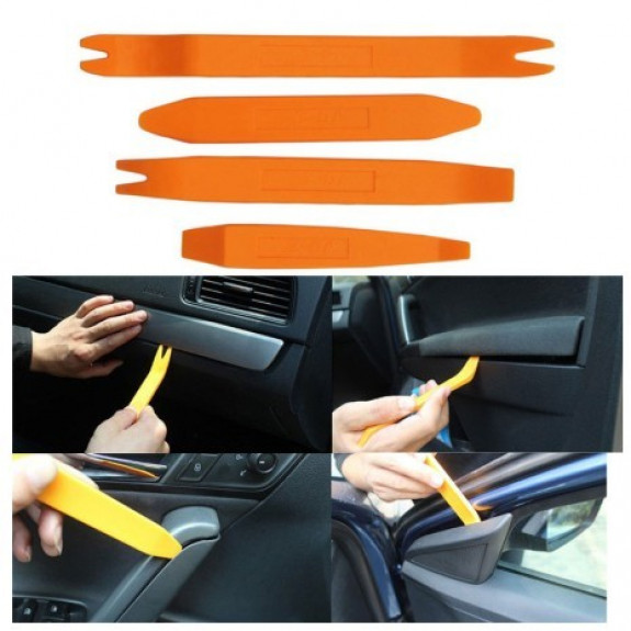 Bộ 4 Dụng Cụ Tháo Phụ Tùng nội thất ốc tán nhựa vách cửa tapi xe hơi Ô Tô tương thích với Toyota