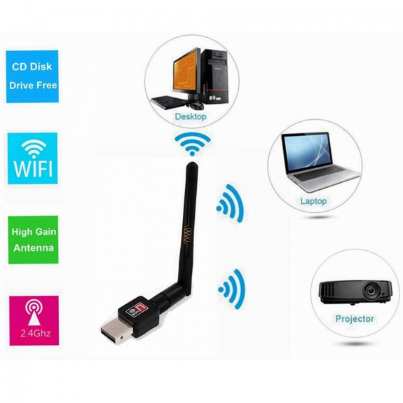 Bộ điều hợp kết nối wifi MT7601 /RTL8188 Voor Pc USB2.0 2dB 2.4G chuyên dụng